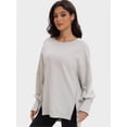 thumbnail image 4 of Women Oversized Sweatshirts Crewneck Side Slit Pullover Long Sleeve Casual Tops, 4 of 6
