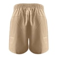 thumbnail image 4 of QLEICOM Womens Athletic Shorts, Plus Size Shorts, Loose Wide Leg Pants High Waist Straight Pants Casual Cotton Linen Shorts Yoga Shorts, Running Shorts, Comfy Beach Shorts, Cycling Shorts Beige XXXL, 4 of 5
