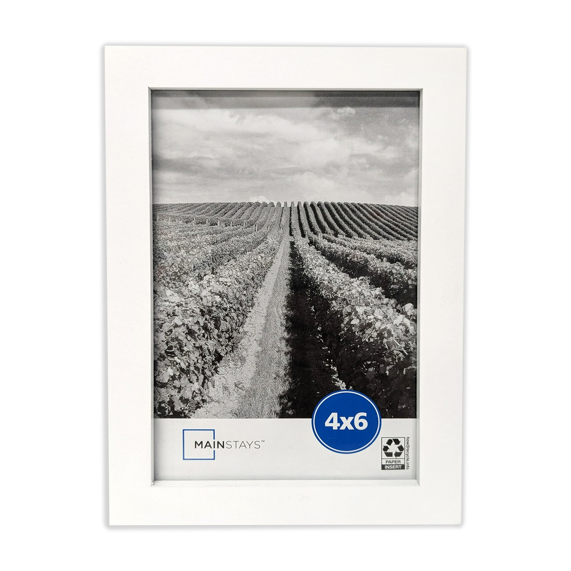 Mainstays 4 x 6 White Gallery Picture Frame, Linear, Tabletop or Wall Display