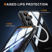 ShellTech Magnetic Case for Samsung Galaxy S25 FE,Compatible with Mag-Safe Double-Sided 360 Degree Full Body Built-in Screen Protection Case Shockproof Rubber Cover,Black