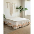thumbnail image 2 of Orange Floral Bed Skirt Minimalism Watercolor Chrysanthemum Linen Bed Skirts Queen Size 18 Inch Drop, Wrap Around Dust Ruffle&nbsp;Bedskirt with Adjustable Elastic Belt for Queen Size Beds, 2 of 7