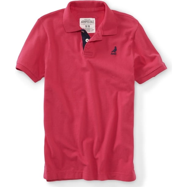Polo de Rugby de Piqué con Solapa en Contraste Aeropostale Rosa Mediano