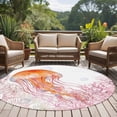 thumbnail image 4 of Coral Jellyfish Coastal Round Area Rug 6Ft Washable Circle Rugs for Bathroom Office, Summer Ocean Coral Pink Non-Slip Carpet Floor Mats Indoor Outdoor Carpet Runner Aesthetic Home Decor, 4 of 8