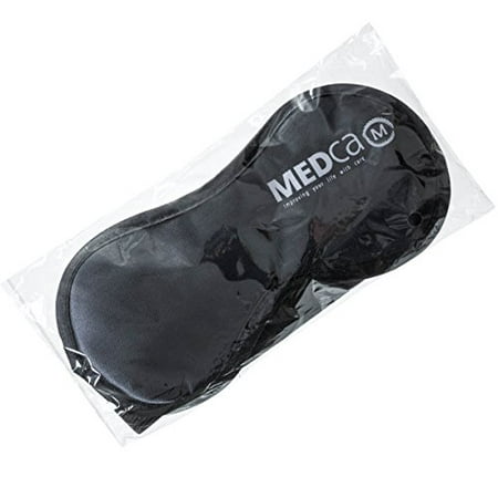 MEDca Eye Mask with Earplugs Soft and Light Black Adjustable Elastic Velcro Strap Men Women and Kids Ideal for Any Size Great for Travelers and Troubled Sleepers for Peaceful Sleep Relieves