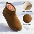 thumbnail image 4 of Berhood Girls Boots Cozy Faux Fur Ankle Boots for Girls Low Heel Outdoor Warm Winter Boots Brown 2 Big Kid, 4 of 5