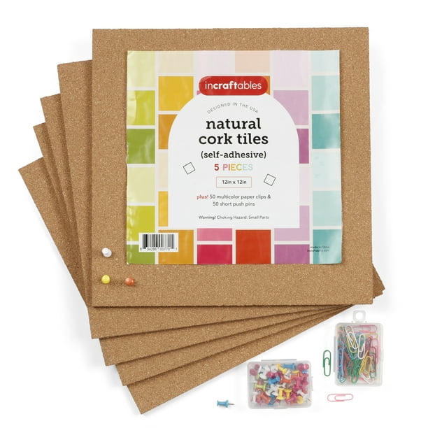 Incraftables Adhesive Cork Board Tiles (5pcs). Thick Frameless Cork