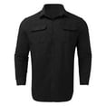 thumbnail image 4 of WTXUE Button-Up Shirts Long Sleeve, Notch Neck Shirts Casual Button Lapel Cotton Pocket Shirt Top Workwear for Men Black XXL, 4 of 5