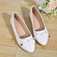 thumbnail image 6 of oqasdz Women Casual Shoes Slip On Low Heel Pointed Toe Ballet Shoes with Bow Design Comfort Wedding Solid Color Trendy Dressy Shoes Summer Outdoor, 6 of 7