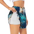 thumbnail image 1 of Balery Hawaiian Ship Dolphin Pantalones cortos deportivos para mujer con forro y dos bolsillos, elásticos, para entrenamiento, gimnasio, yoga-Small, 1 of 7