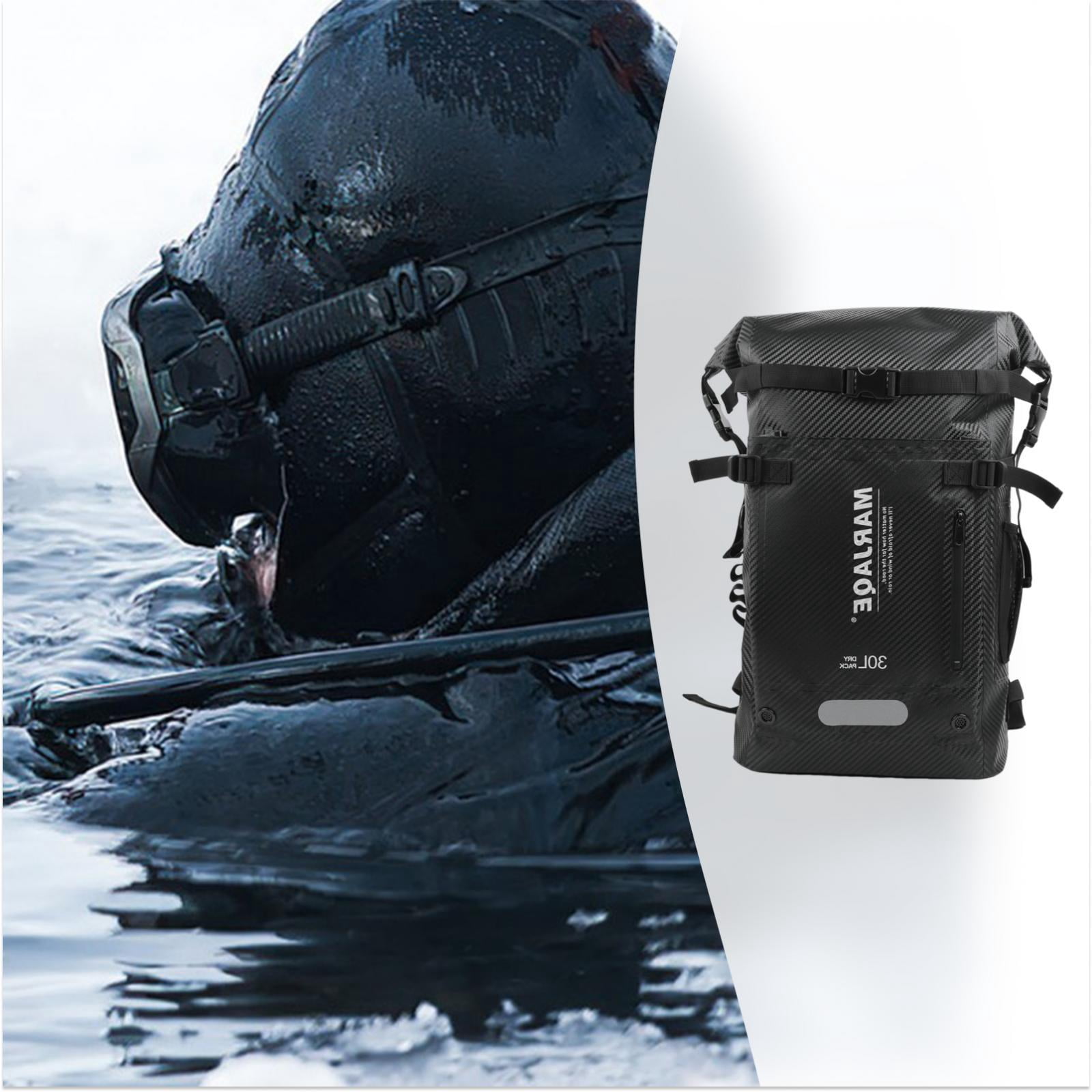 figatia 30 Liters Swimming Backpack Dry Bag for Snorkeling Rafting Multi Compartment Black