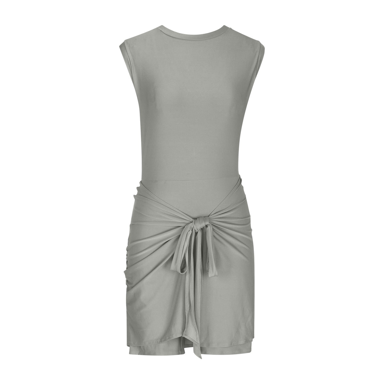 QATAINLAV Women's Sleeveless Workout Athletic Rompers Built-in Shorts Zipper Pocket Onesie Tennis Dress Stretchy Golf Summer Mini Dress Gray M