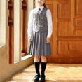 thumbnail image 4 of Toddler Girl's Collar Long Flounce Sleeve Patchwork Dress Button Preppy A Line Dresses, 4 of 5