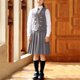 thumbnail image 4 of Odeerbi Niñas 4 Piezas Preppy Vestido Chaleco + Camisa de Vestido de Manga Larga + Falda Plisada + Corbata Set Uniforme Escolar, 4 of 5