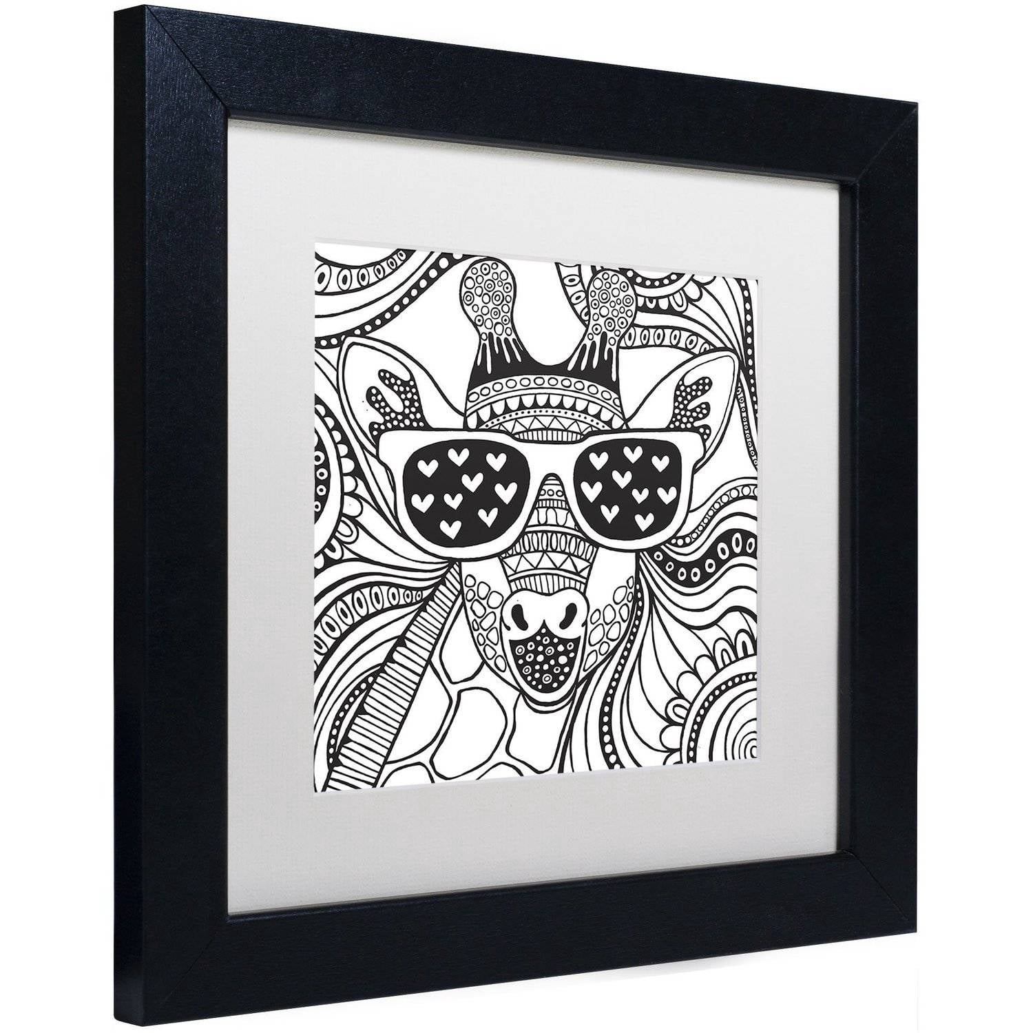 Trademark Fine Art "Cool Giraffe" Canvas Art by Hello Angel, White Matte, Black Frame
