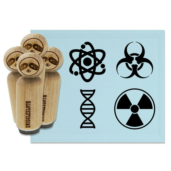 Science Symbols Atom DNA Biohazard Radiation Rubber Stamp Set for Scrapbooking Crafting Stamping - Mini 1/2 Inch