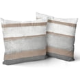 thumbnail image 2 of Brown Pillow Covers 18x18 Set of 2 Light Brown Grey Gray Modern Abstract Art Striped Throw Pillows Farmhouse Outdoor Decorative Pillowcase Cotton Square Cushion Cover for Home Couch Bed, 2 of 6