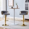 thumbnail image 3 of S-HOME Set of 2 Adjustable Height Modern Velvet Bar Stools with Gold Base and Woven Rope Backrest for Home Dining,Gray, 3 of 14