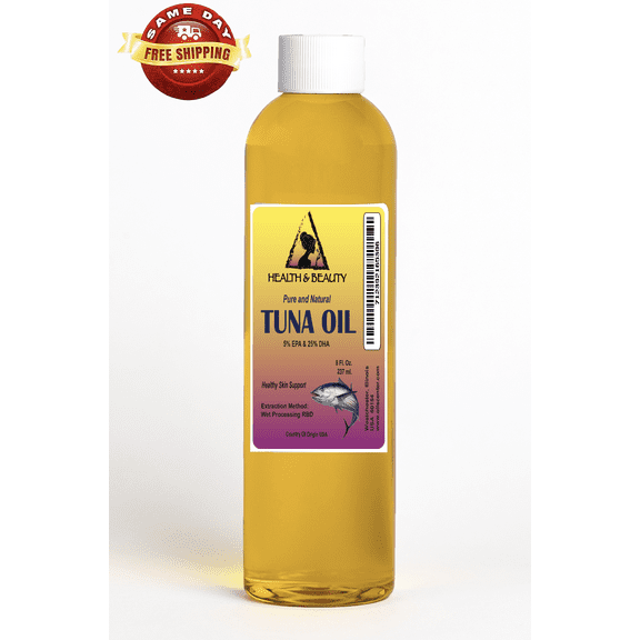 Tuna oil rbd with epa & dha all natural by h&b oils center 100% pure liquid 8 oz