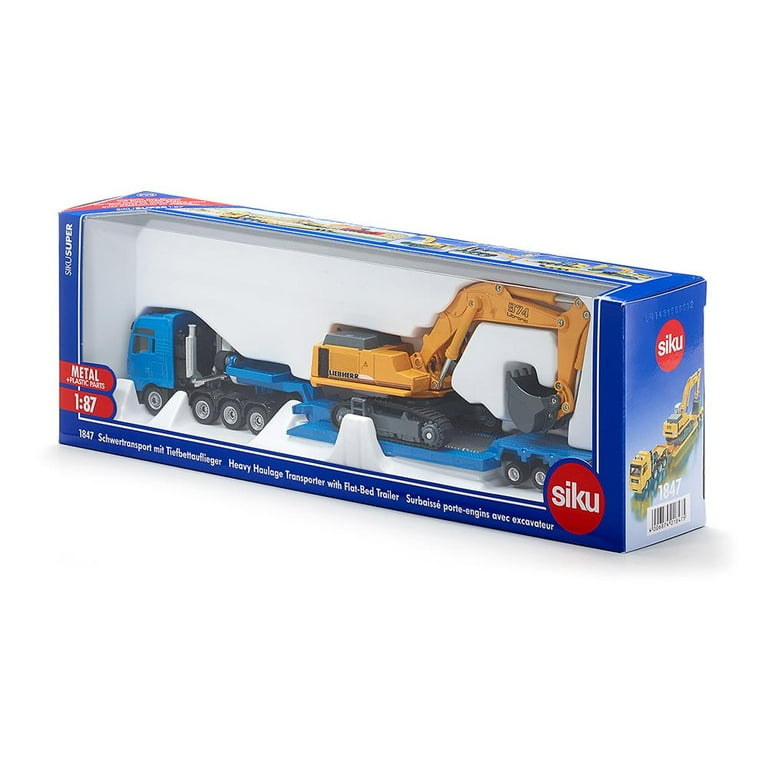 Siku SUPER SERIE 道路ローラーとアスファルトフィニッシャーセット 1/87 Liebherr 974 Excavator with MAN Truck & Lowboy Trailer