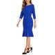 thumbnail image 4 of VESTIDO ELEGANTE DE MUJER CON CUELLO BARCO Y MEDIA MANGA, MIDI, XS, AZUL REAL, 4 of 6