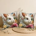 thumbnail image 3 of Easter Bunny Throw Pillow Covers 18x18 Set of 2,Butterfly Floral Decorative Pillowcases for Sofa Couch Living Room, 3 of 6