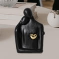 thumbnail image 3 of Estatua de pareja, adorno de escritorio, figura decorativa romántica de cerámica abstracta para Negro, 3 of 6