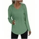 thumbnail image 3 of Camisas holgadas,Sudadera con capucha y cuello en V para mujer, jersey con bolsillo con cordón, top de poliéster de manga larga, ropa informal de uso diario, sopatenor, 3 of 9