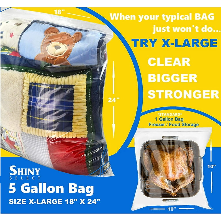 Extra Large Reclosable Roaster Food Storage Bag, 5 Gallon Big Size