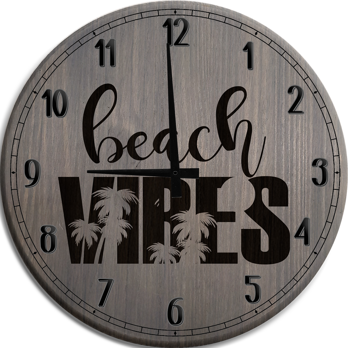 Large Wall Clock Beach Vibes with Palm Trees Summertime Sunny Outdoors