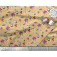 thumbnail image 3 of Soimoi Orange Poly Georgette Fabric Feather & Floral Print Fabric by the Yard 42 Inch Wide, 3 of 3
