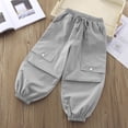 thumbnail image 5 of Hurxie Girls Cargo Pants Jogger Elastic Waist Drawstring with Pockets Uniform Pants Clothes for Teen Girls Gray,9-10 Years, 5 of 5