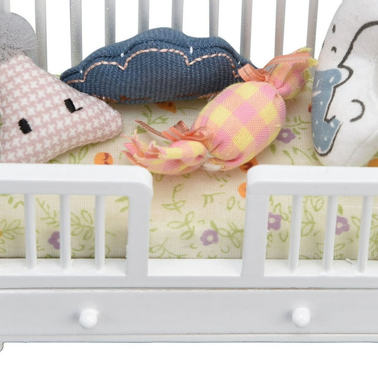 Wooden Doll Bed Baby Boy Doll Crib 1:12 Doll Accessories Bed DIY