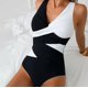 thumbnail image 3 of WILLBEST Traje de Baño de Manga Larga Para Mujer, Traje de Baño de Color Liso de Corte Alto Para Playa de Verano, 3 of 4