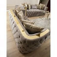 thumbnail image 2 of Naomi Button Tufted Loveseat with Velvet Fabric and Gold Accent in Off White, 2 of 7