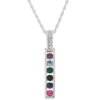 Personalized Sterling Silver Birthstone Pendant with Diamond Accent