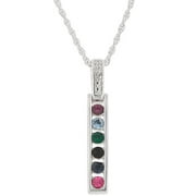 Personalized Sterling Silver Birthstone Pendant with Diamond Accent