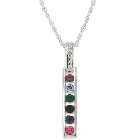 Personalized Sterling Silver Birthstone Pendant with Diamond Accent