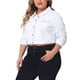 thumbnail image 4 of Conjuntos de botones de jeans de mujer de talla grande Agnes Orinda, chaquetas de mezclilla recortadas de moda 2X blancas, 4 of 6