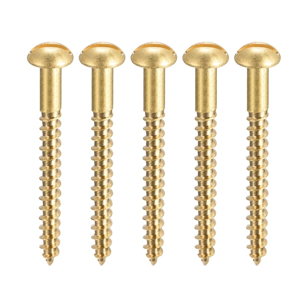 Uxcell M4 x 40mm Tornillos de Madera Ranurados de Cabeza Redonda de Latón Autoperforantes Paquete de 50