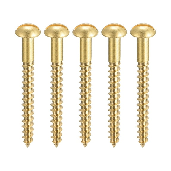 Uxcell M4 x 40mm Wood Screws Slotted Round Head Brass Self-Tapping Screw 50 Pack