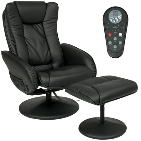 Best Choice Products Faux Leather Electric Massage Recliner Couch Chair w/ Stool Footrest Ottoman, Remote Control, 5 Heat & Massage Modes, Side Pockets - (Lafuma Recliners Best Price)