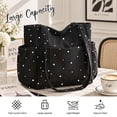 thumbnail image 4 of Gocvo Multiple Pockets Corduroy Bag, Large Tote Bag for Women, Ladies Bag Casual Hobo Handbags(Black White Dots), 4 of 10