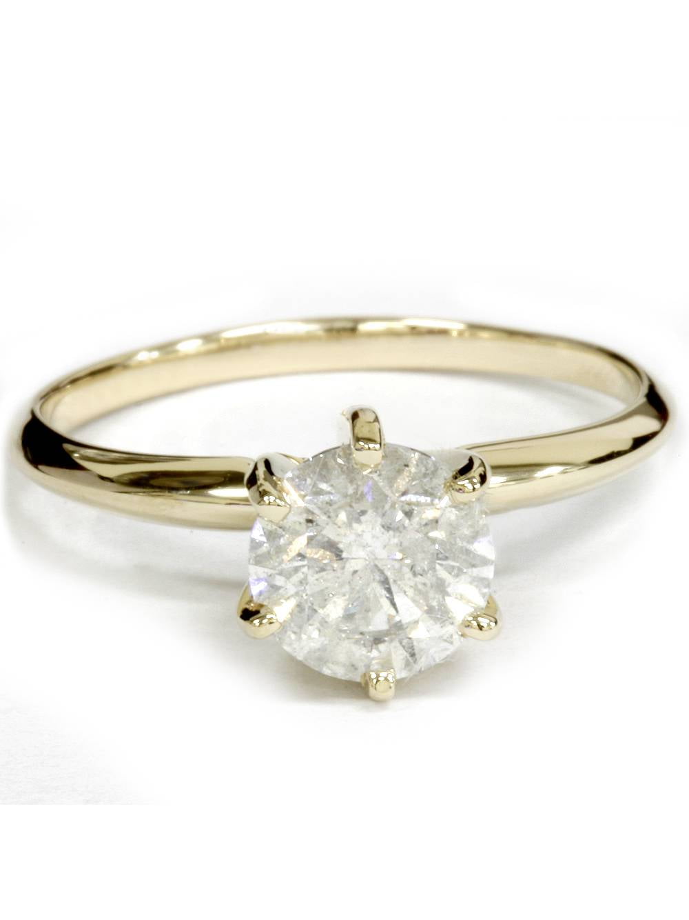 G/SI Yellow Gold 1ct Round Solitaire Diamond Engagement Ring 14K