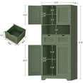 thumbnail image 3 of 57.8" H Tall Bathroom Storage Cabinet with 2 Drawers & 2 Adjustable Shelves, Floor Cabinet with 4 Doors, Tall Cabinet for Living Room, Dining Room, Entryway, Forest Green, 3 of 18
