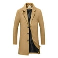 thumbnail image 5 of INSPIRE CHIC Men's Coats Solid Color Notched Collar Single Breasted Winter Long Coat XL Khaki, 5 of 7