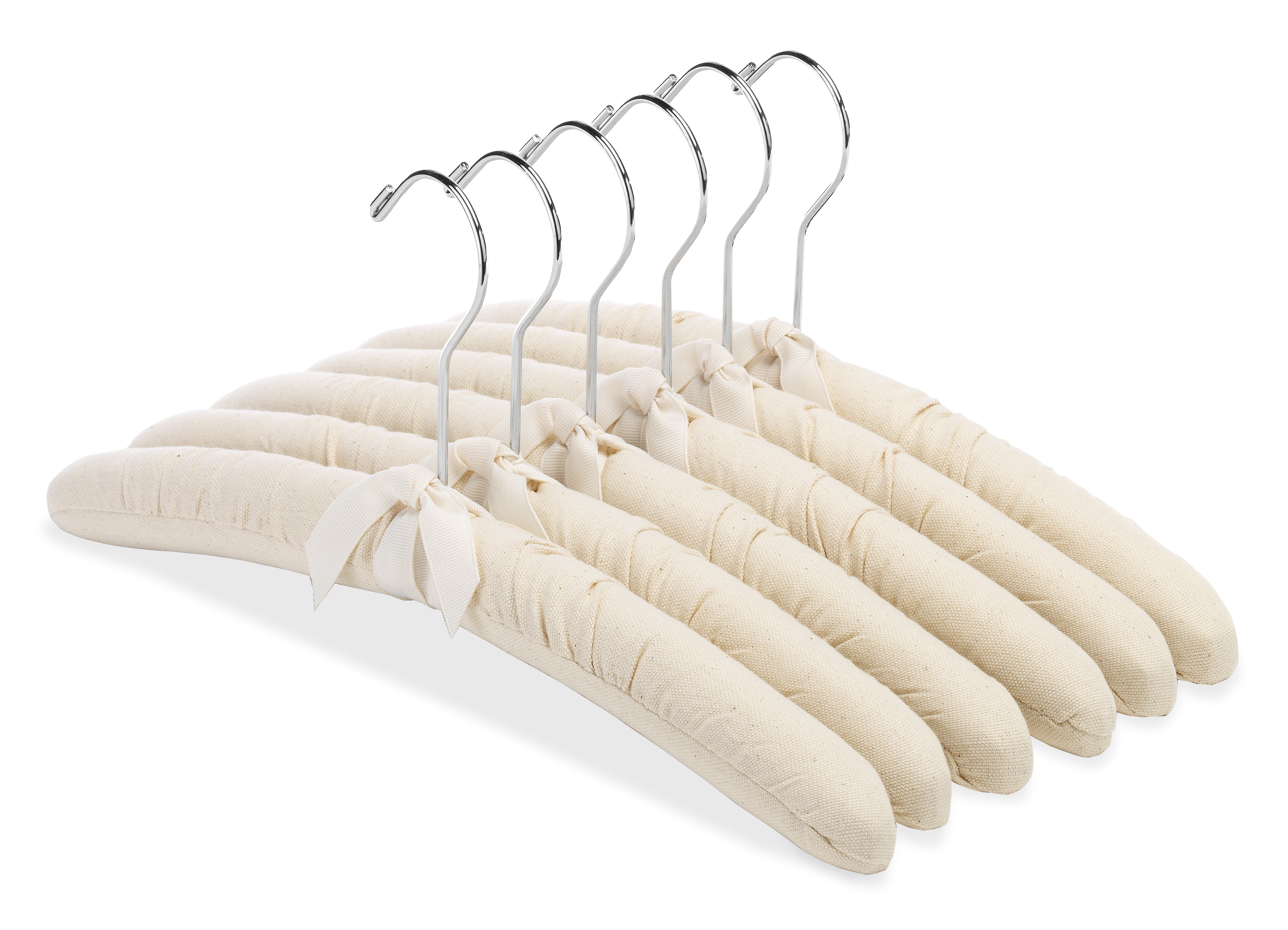 25 WHITE Satin Covered Padded Coat Garment Cloth Hanger 
