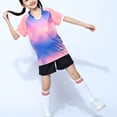 thumbnail image 4 of Alvivi Youth Basketball Jersey Outfits Kids Boy Girl T-Shirts with Shorts for School PE Training Pink 9-10, 4 of 7