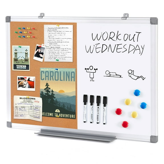 SWANCROWN Combination Board Dry Erase Cork Board Combo 24"x 18"