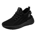 thumbnail image 3 of Womens Sneakers Breathable Knitted Slip on Soft Sole Tennis Shoes Comfortable Lace up Antislip Solid Color Sneakers Black Size 6.5, 3 of 6
