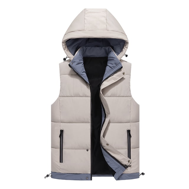 Ceisia Warm Windproof Men's Loose Fit Detachable Hooded Down Cotton Vest Gift